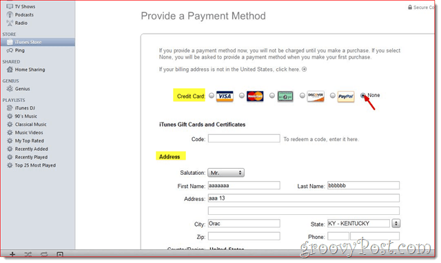 iTunes - Kredi kartını ve adresi düzenle