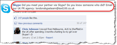 Facebook'ta Skype