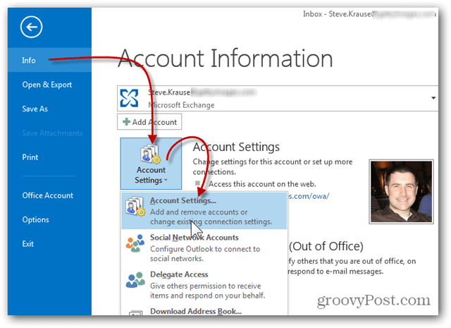 Posta Kutusu Ekle Outlook 2013 - Bilgi Hesabı Ayarları'nı tıklatın