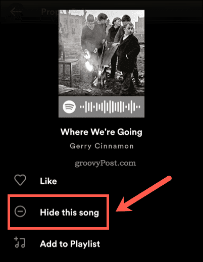 Spotify'da bir şarkıyı gizleme