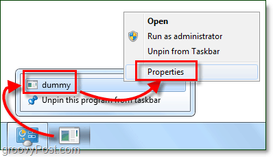görev çubuğu kısayol özelliklerini ayarlama windows 7
