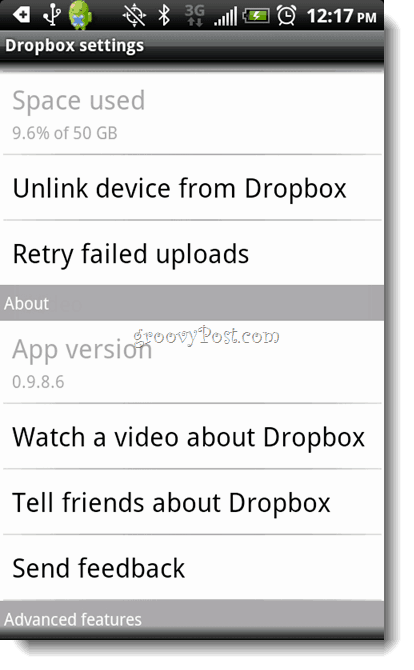 Android Dropbox Kaldırma