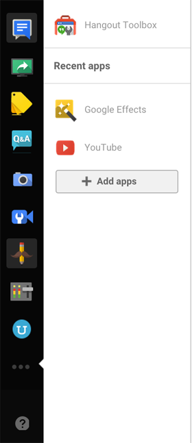 google + hangouts sol kontrol paneli resmi