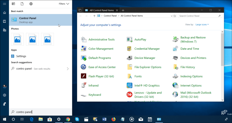 Windows 10'da Klasik Kontrol Paneli