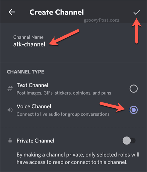 Discord'da yeni bir ses kanalı için seçenekleri ayarlama