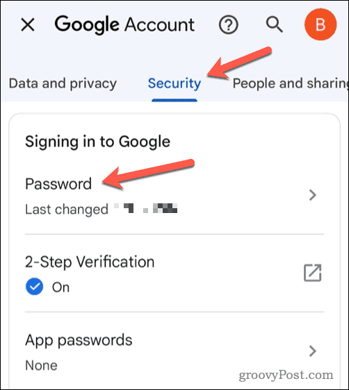 Mobil cihazda Gmail şifresini değiştirme