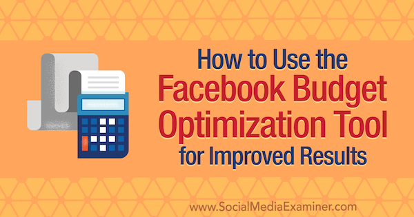 Sosyal Medya Examiner'da Meg Brunson tarafından Geliştirilmiş Sonuçlar için Facebook Bütçe Optimizasyon Aracı Nasıl Kullanılır.