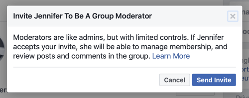 Facebook grup topluluğunuzu nasıl geliştirebilirsiniz, bir üye grup moderatörü olarak seçildiğinde Facebook mesajı örneği