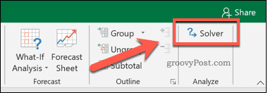 Excel'deki Çözücü düğmesi