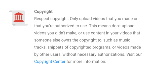 YouTube'un telif hakkı politikası açıkça belirtilmiştir.