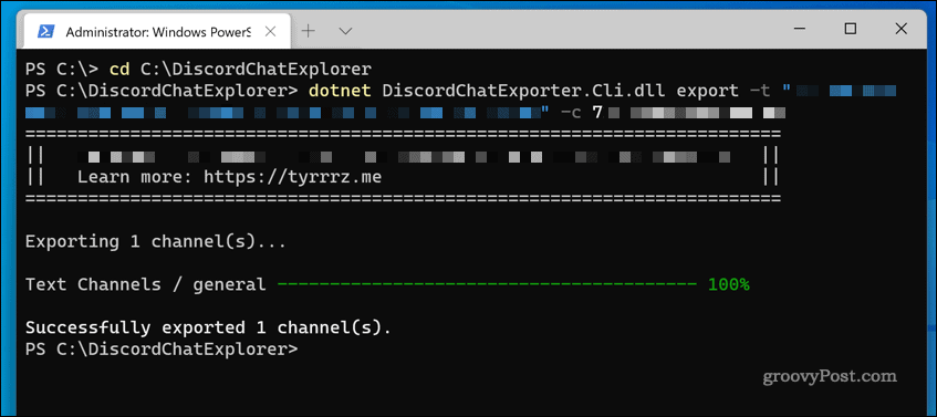 Windows 11'de DiscordChatExplorer, bir sunucu sohbet günlüğü indirmek için kullanılıyor