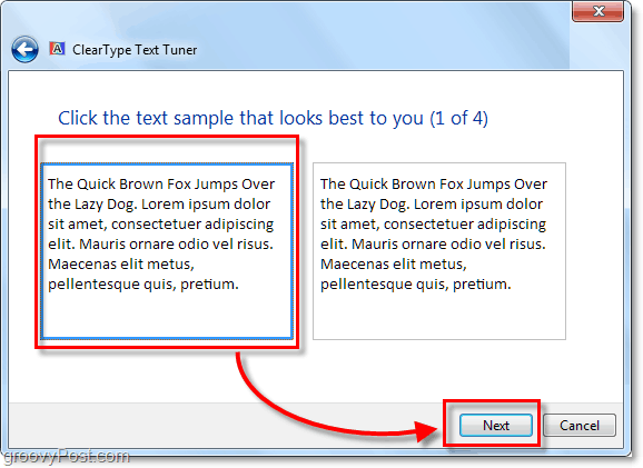 Windows 7'de clearType kalibrasyonunun 1. adımı