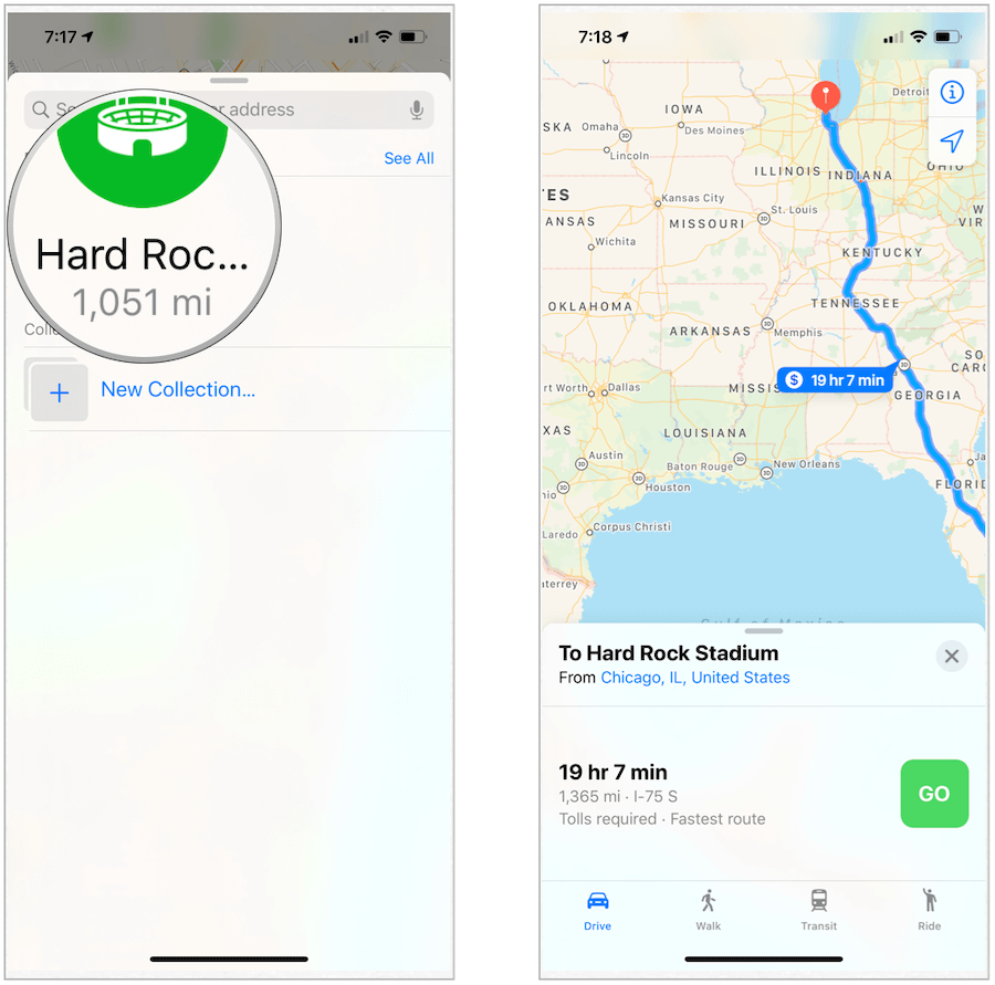 Apple Maps sık kullanılanlara rota