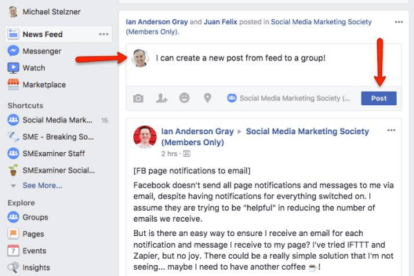 Facebook artık kullanıcıların Haber Kaynağından doğrudan Gruplara gönderi göndermesine izin veriyor.