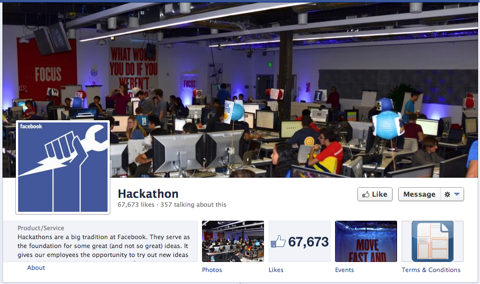 facebook hackathon sayfası