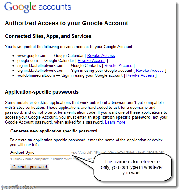 uygulamaya özel şifreler oluşturmak için Google'ı kullanın