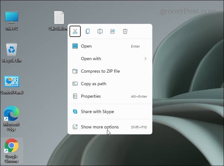 Yeni Bağlam menüsü Windows 11