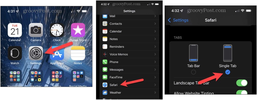 iPhone'da iOS 15'te Safari Arama Çubuğunu Taşı