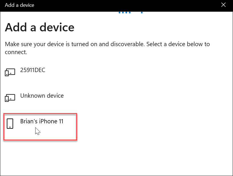 bluetooth iphone'u seçin, Windows 11'de dinamik kilit kullanın