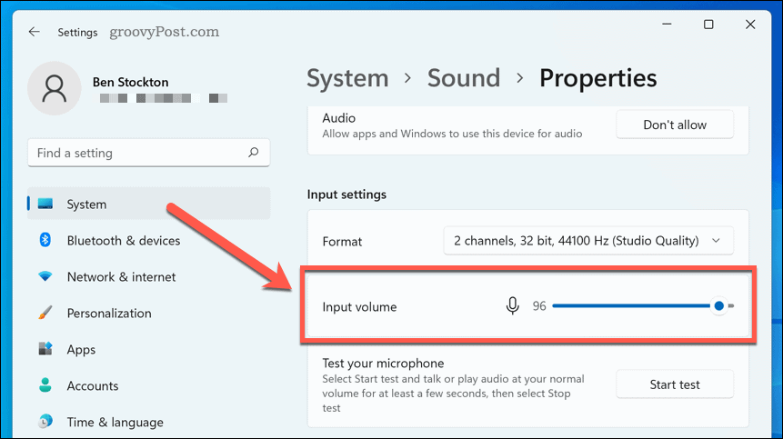 Windows 11'de Mic ses seviyesi ayarlarını yapılandırma