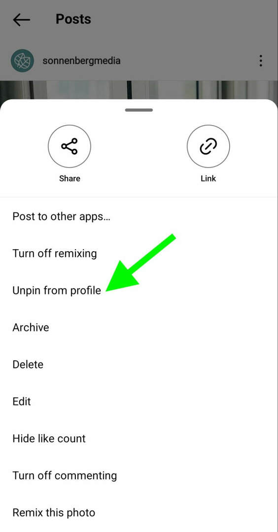 nasıl yapılır-instagram-bağlantısını kaldır-posts-profil-ızgara-sonnenbergmedia-adım-2
