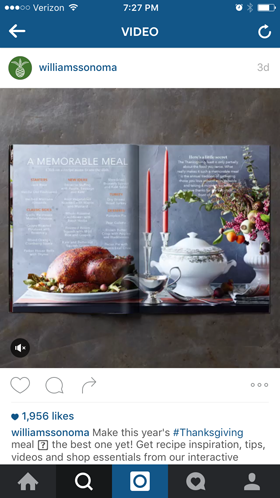 williamssonoma instagram reklamı
