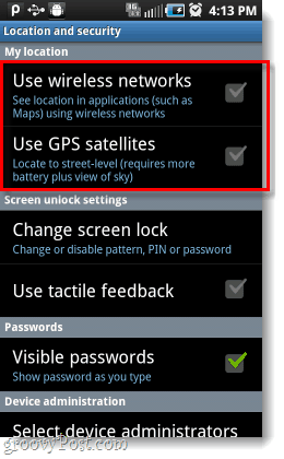 Android kablosuz ağlarımı kullan gps uyduları