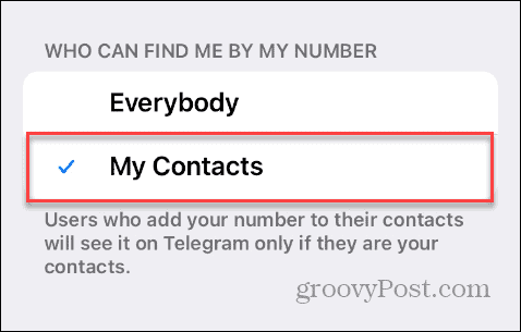 Telegram'da Telefon Numarasına Göre Bul