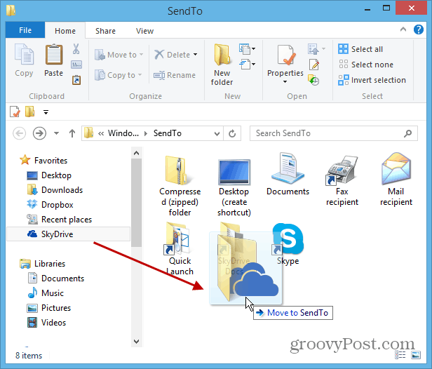 SkyDrive'ı Windows'a Sağ Tıkla Gönder Menüsüne Ekleme