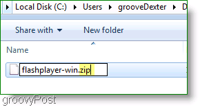 Ekran Görüntüsü: Flashplayer ZIP file windows 7
