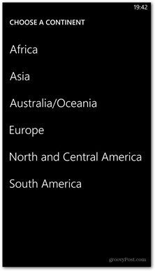 Windows Phone 8 harita kullanılabilir kıta