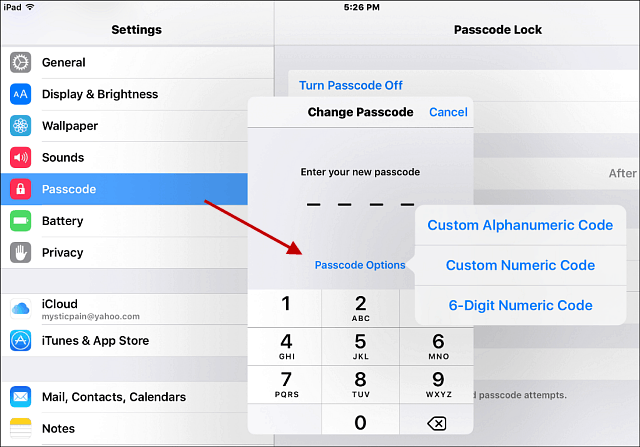 Stong şifresi iOS 9