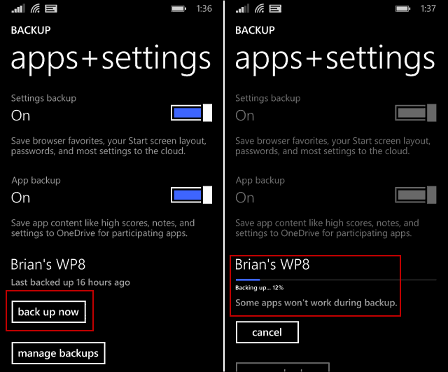 Windows Phone 8.1 İpucu: Telefonunuzun Verilerini Manuel Olarak Yedekleyin