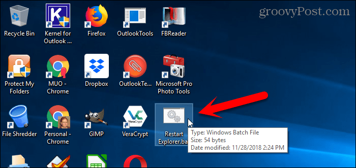 Windows 10 Masaüstünde bir toplu iş dosyası çalıştırma