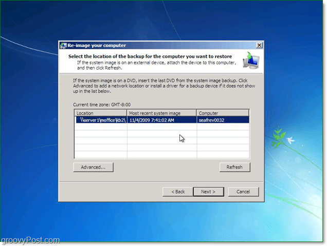 Windows 7'yi geri yüklemek için ağdaki bir sistem görüntüsünü kullanabilirsiniz