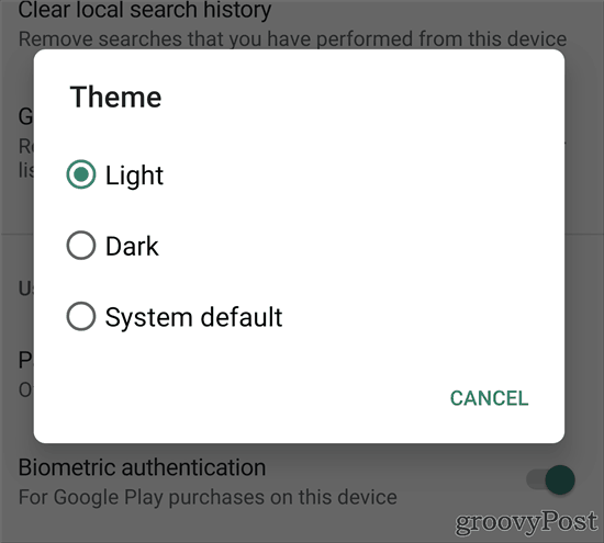 Google Play Store Karanlık Tema açık karanlık