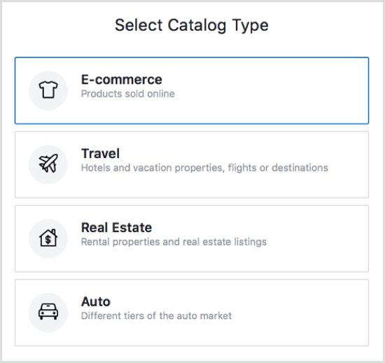 Shopify'da bir katalog türü seçin.