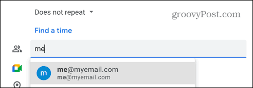 google takvim önerilen e-posta