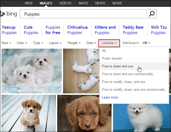 Bing'deki görselleri bulma