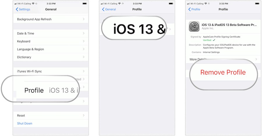Uzak iOS 13 profili