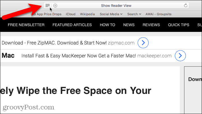 Mac için Safari'de Reader Görünümünü Göster