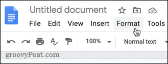 Google Dokümanlar'daki Biçim menüsü