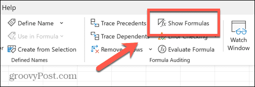 excel formülü göster düğmesinin seçimi kaldırıldı