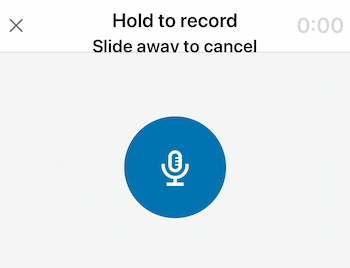 LinkedIn sesli mesajını kaydetmek için mikrofon simgesi