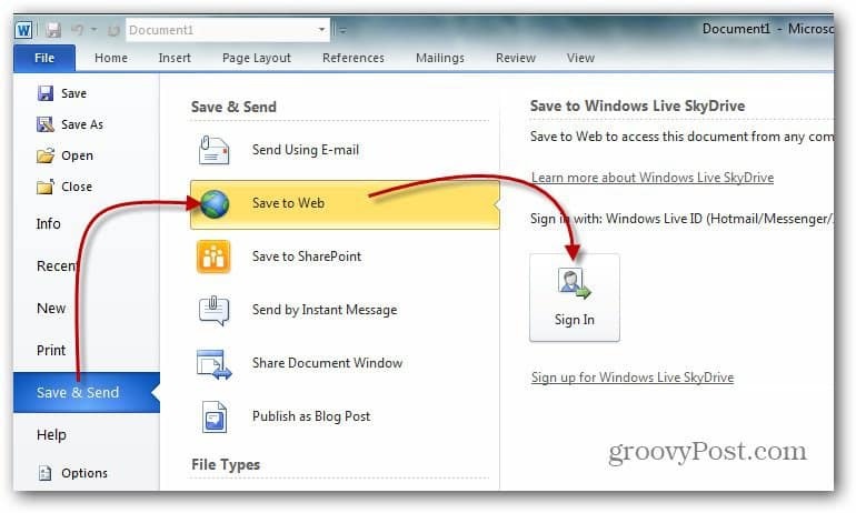 Office 2010 Kullanarak Ağ Sürücüsünü Windows Live Skydrive ile Eşleştirme