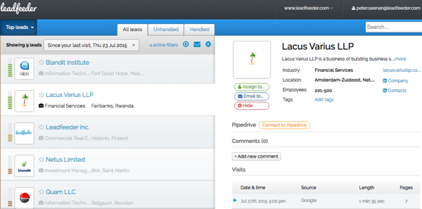 Leader, web sitenizin ziyaretçileriyle ilgili ayrıntıları göstermek için Google Analytics verilerinizi kullanır.