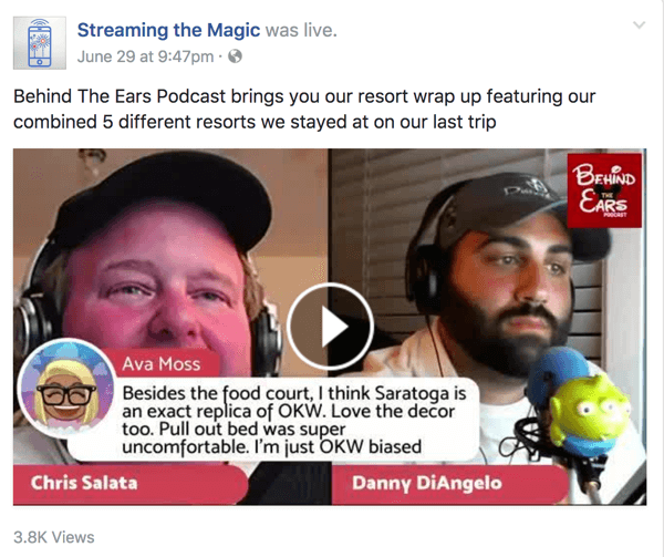 Behind the Ears'ın ortak sunucuları, Facebook Live şovlarında Disney ile ilgili her şey hakkında zengin bilgi paylaşıyor.