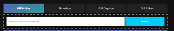 Giphy'de bir GIF oluşturmak için GIF Oluşturucu veya Slayt Gösterisi'ni seçin.