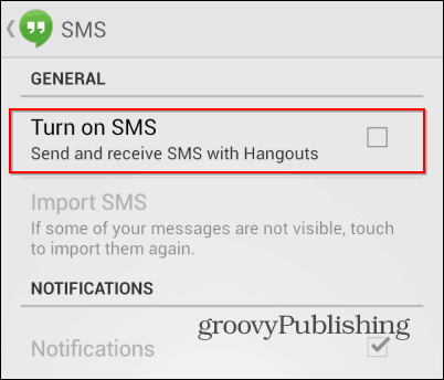 Hangouts SMS kapalı