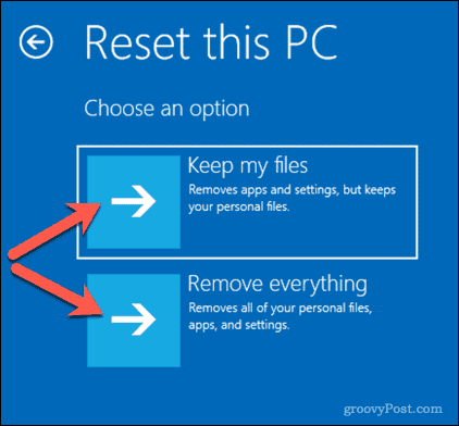 Windows 10 bilgisayarı sıfırlama seçenekleri